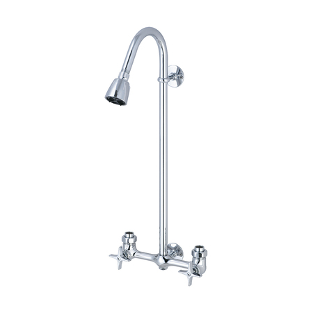 CENTRAL BRASS Two Handle Exposed Shower Set, NPT, Wallmount, Polished Chrome 1380